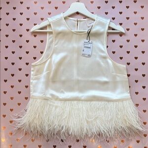 Cinq e Sept Feather trim top